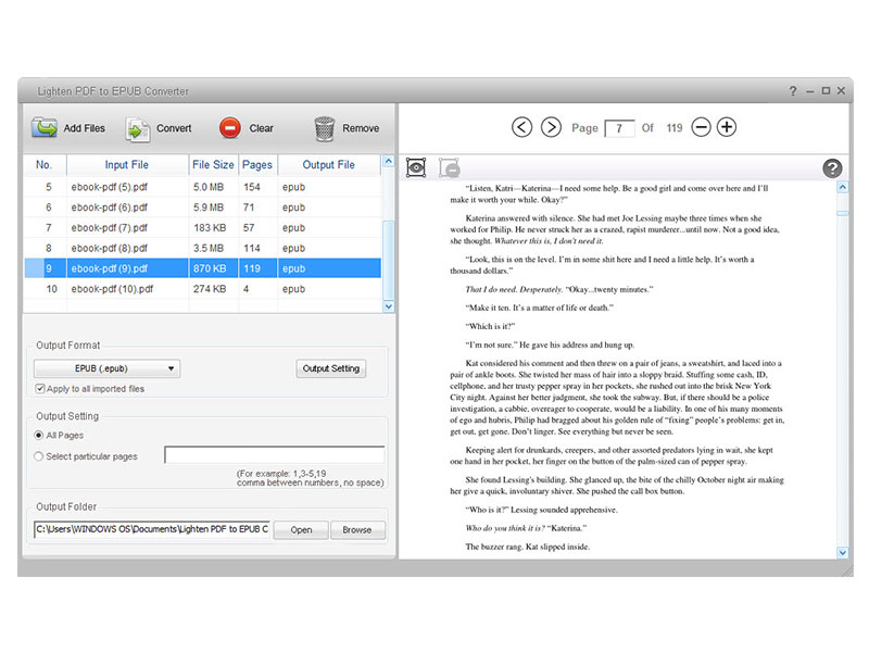 pdf to epub converter for windows screenshot 2