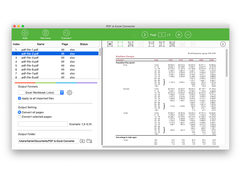 Excel pdf to