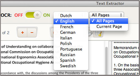 text extractor select language